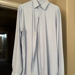 Express Light Blue Geometric Dress Shirt